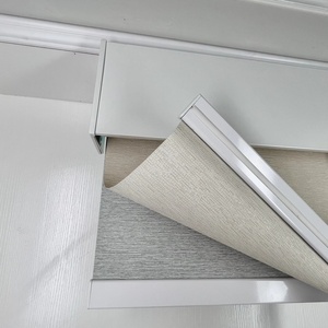 Stores à rouleaux électriques intelligents modernes à double couche, horizontaux, unis, mécaniques, imprimés, avec tissu double couche - Product Image 5
