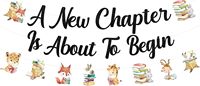 Comenzará un Nuevo Capítulo: Banner con Guirnalda, Decoraciones para Baby Shower con Temática de Libro de Cuentos, Artículos para Fiestas con Temática de Bosque y Madera