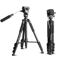 Offre Spéciale Q111S Trépied Photo Professionnel Portable en Aluminium avec Niveau à Bulle et Tête Panoramique à Verrouillage par Bouton pour Appareils Photo Numériques SLR/DSLR