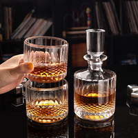 Ensemble de carafes à vin en verre empilables, 3 verres à whisky à l'ancienne, style vintage, capacité de 340 ml, pressés à la machine, marque NOVARE certifiée