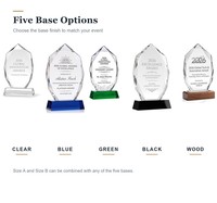 Trophée en Verre Cristal Personnalisé avec Logo Imprimé UV 5 Couleurs, Forme Diamant, pour Cérémonie d'Entreprise - Vente en Gros