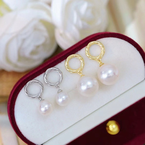 S925 Silver DIY Pearl Accessories Empty Tray with 8-12mm Round Beads <b>Fashion</b> <b>Drop</b> <b>Earrings</b> 22035 - Product Image 3