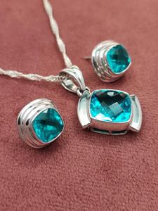 Luxury Women’s <b>Crystal</b> Jewelry Ensemble Including Pendant and Earrings Made with 925 Sterling Silver and Authentic <b>Real</b> Quartz - Product Image 3