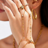 Bracelet géométrique en zircon couleur or en acier inoxydable pour femmes et hommes, bijoux à maillons de chaîne tendance, vente en gros
