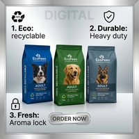 Sac d'emballage durable de 10 kg anti-odeur pour aliments pour animaux de compagnie, pochette à soufflet latéral recyclable, emballage en vrac pour aliments secs, sac de grande capacité de 20 lb