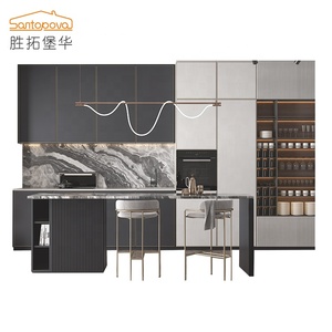 Nuevos catálogos de diseños buscar alto brillo de gabinete de cocina de madera de estilo chino moderno gabinetes de cocina de PVC con la isla - Product Image 3