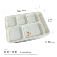 Assiette de service blanche en mélamine à 6 compartiments, incassable, pour cantine scolaire et restaurant, sans BPA