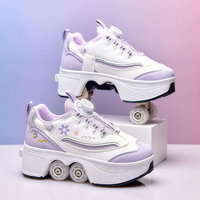 Chaussures à roulettes 4 roues avec roues escamotables pour la marche et le patinage, légères, confortables, amortissantes, personnalisables