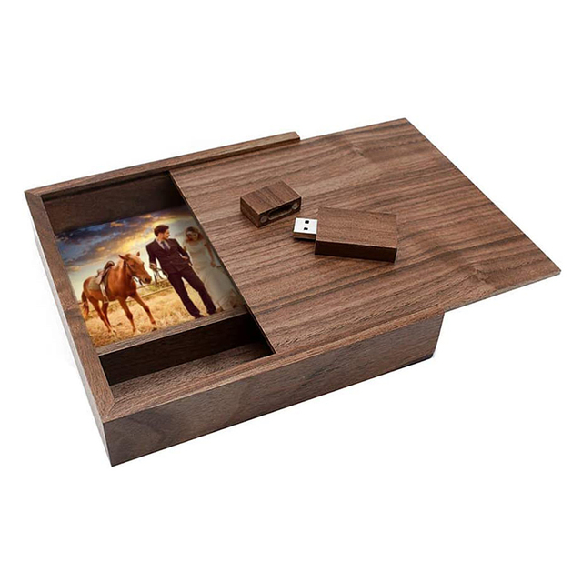 Wooden Usb Pendrive Photography Lovely Gift Wooden Box with 5 X 7 Photo Frame Photo Album Wood Box