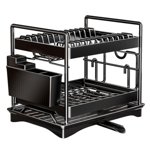 Bán Chạy Nhất Bền Vững Hai Lớp Kim Loại Món Ăn Nhà Bếp Giá Đa Chức Năng Khô Lưu Trữ Cho Đồ Ăn Làm Sạch Hiện Đại - Product Image 5