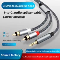 Cable de Audio Auxiliar 1 a 2, 3.5mm, Doble RCA, Cable de Conexión Universal, Conductor de Cobre, Macho a Macho, para Computadora, Teléfono Móvil, Amplificador