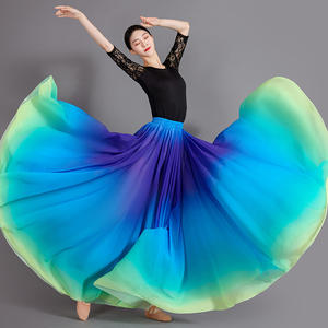 Vestido Largo de Danza del Vientre con Degradado de Color, Falda de Danza Lírica de Gasa, Ropa de Danza de Ballet para Danza del Vientre, Disfraces Modernos para Actuaciones - Product Image 5