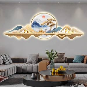 Vente en gros Art mural personnalisé Peinture UV de chambre à coucher de luxe Peinture moderne de paysage en cristal de porcelaine Peinture décorative à lumière LED - Product Image 1