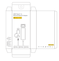 Carte réseau USB 2 en 1 2,5G Type C vers Ethernet, port Type-C RJ45 pour ordinateur de bureau et ordinateur portable avec vitesse de 2500M