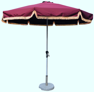 Parasol extérieur pour piscine, grand parasol décoré pour le jardin, poteau en bois de luxe personnalisé, corde en coton, glands, franges - Product Image 2