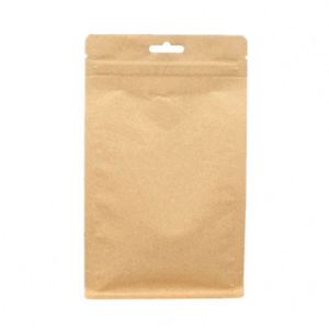 Sachets refermables avec poignée 18x24cm, sachet alimentaire autoportant, sac en papier kraft avec fermeture éclair, pack promotionnel - Product Image 1