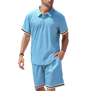 Conjunto de Camiseta Polo y Pantalones Cortos Casuales de Verano para Hombre Dongfei, Color Sólido, Poliéster Fino, Dos Piezas, Ropa de Ocio - Product Image 2