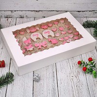 Boîtes à pâtisserie blanches avec fenêtre, boîtes en papier kraft pour pâtisserie, tarte, cupcake