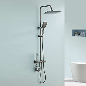 Ensemble de douche de salle de bain de haute qualité avec robinet mélangeur d'<span class=keywords><strong>eau</strong></span> <span class=keywords><strong>chaude</strong></span> et froide, personnalisable avec un ensemble de douche en aluminium spatial de type piano - Product Image 2