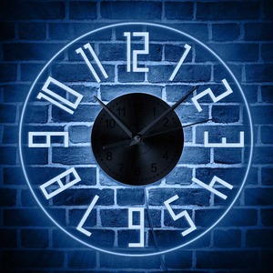 <b>LED</b> Light Up Wall Clock 24 Hour <b>Number</b> Display Modern Decorative Timepiece for Home Office Bar - Product Image 1