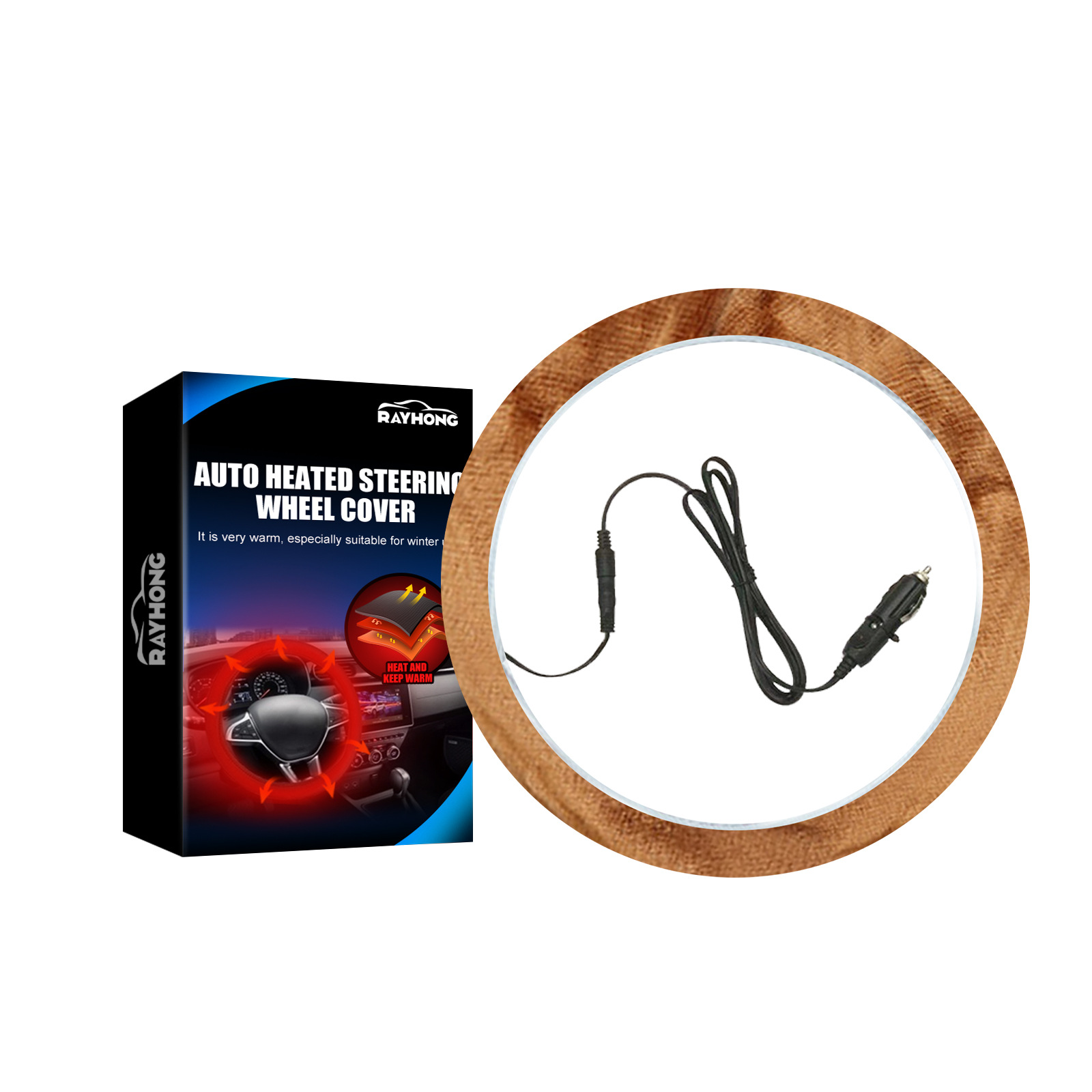 Универсальный Зимний чехол на руль автомобиля с подогревом сохраняет тепло, защита от замерзания, противоскользящий чехол на руль