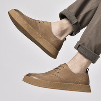 Chaussures décontractées en cuir de vachette pour hommes avec bout rond première couche semelles en cuir de vachette chaussures de course à lacets à la mode