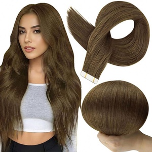 Extensions de cheveux humains Amygirl en gros, qualité supérieure, vierges, brésiliennes, à bandes adhésives, double épaisseur, lisses et soyeuses, couleur brun foncé - Product Image 1