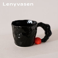 Mug en céramique rétro fait main avec poignée, compatible lave-vaisselle et micro-ondes - Cadeau d'anniversaire pour café, lait et eau (emballage anti-dommages)