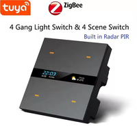 2024 nouveau Mini panneau de commande Tuya Zigbee avec capteur de mouvement PIR 4 gangs interrupteur de lumière scène interrupteur affichage