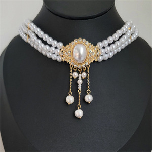 Collier ras du cou vintage élégant français ovale perle douce cour romantique collier <span class=keywords><strong>Sue</strong></span> chaîne de clavicule féminine avec tour de cou en diamant - Product Image 1