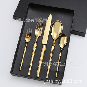 Shiny Jh Diamond Shape 304 Stainless Steel Cutlery <b>Set</b> Mirror Polished For Hotel Home Use - Product Image 4