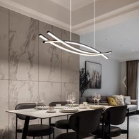 Luminaire suspendu LED moderne noir pour salon, salle à manger, éclairage décoratif pour la maison, lustre linéaire long en aluminium LED