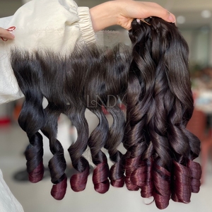 Extensiones de Cabello Natural de Alta Calidad, Color Ombre, con Frontal y Mechones para Hacer Pelucas - Product Image 5