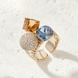 Crystal Geometric Cube Open Ring Luxury Three Dimensional Adjustable Index Finger Ring For Women Party Jewelry - Product Image 4