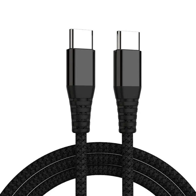 USB-C 10 kaki 60W ke USB-C kabel CAS dan sinkronisasi Jalin-hitam