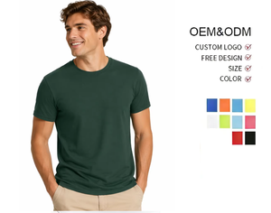 <span class=keywords><strong>Camiseta</strong></span> de Cuello Redondo Verde Oscuro para Hombre, Manga Corta, Algodón Básico, Uso Diario Informal y Uniforme de Trabajo, Servicios OEM, Venta al Por Mayor - Product Image 1