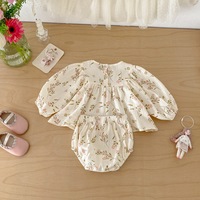 Ensemble haut à manches longues et short bouffant pour bébé fille, imprimé floral mignon, tenue pour enfants de style coréen, automne