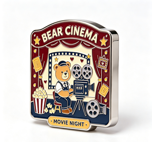 Pin Metálico de Cine con Diseño de Oso, Forma Irregular, Esmalte Duro, Temática Animal, Coleccionable, Decoración Artística - Product Image 3
