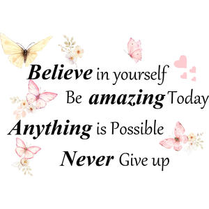 Pegatina de <span class=keywords><strong>pared</strong></span> de mariposa de dibujos animados para habitación de niños autoadhesiva inspiradora frase en inglés papel tapiz educación temprana decorativa - Product Image 5