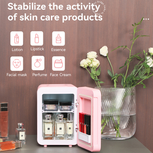 Mini Réfrigérateur Rétro <span class=keywords><strong>12</strong></span> <span class=keywords><strong>Volts</strong></span> pour Cosmétiques et Soins de la Peau, Porte Vitrée, pour la Maison ou l'Hôtel - Product Image 2