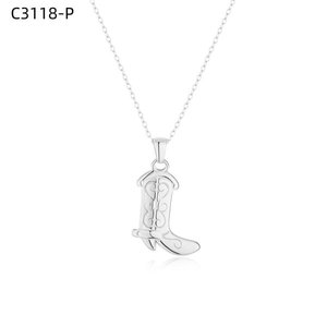 Collar con Colgante de Bota Vaquera Amy Amy, Chapado en Plata, Acero Inoxidable, Joyería de Moda para Mujer, Regalo, Uso Diario - Product Image 1