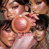 Bedak Rias Wajah Grosir Darkme Powder Blush Warna Cokelat Peach Terracotta Berkilau dengan Hasil Akhir Mutiara Glitter Highlighter Blush