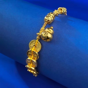 Nouveau Bracelet en Argent S925 avec Cinq Pièces de Monnaie Impériales Chinoises en Forme de <span class=keywords><strong>Gourde</strong></span>, Bijou de Mariage de Luxe Léger et de Niche, Style Chinois Chic - Product Image 4