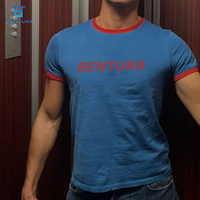 T-shirt pour homme BENTURA, fabricants de vêtements, t-shirt à manches courtes, bordure contrastée, logo personnalisé, t-shirts à col contrastant