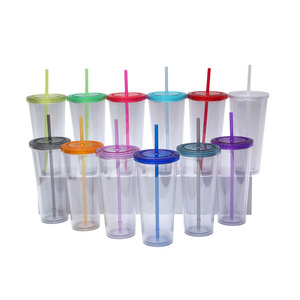 Fournisseur direct d'usine, gobelet à <span class=keywords><strong>pipette</strong></span> en plastique double couche personnalisé de 24 oz, design moderne et simple, impression de logo, type paille, usage général - Product Image 2