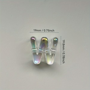 Novedad en Cuentas de Acrílico Transparente con Baño UV Iridiscente, Agujero Grande de 6mm, Letras del Alfabeto de 20mm, Gruesas de Plástico para Cadena de Móvil - Product Image 5