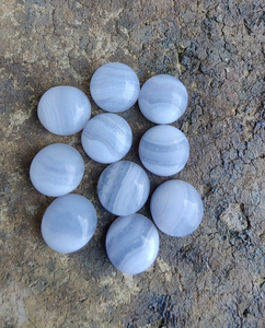 Cabujón de Ágata Azul Natural con Borde de Encaje, Redondo y Plano, Gema de Alta Calidad para Fabricación de Joyería DIY, Anillos, Colgantes y Collares - Product Image 2
