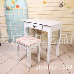European Style <b>Dressing</b> <b>Table</b> <b>With</b> Stool White Solid Wood <b>Storage</b> Bedroom Makeup Vanity Set - Product Image 2