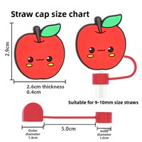 Couvre-paille en silicone souple et élégant, motif fruit de dessin animé mignon, anti-poussière, compatible universellement avec les gobelets de 10 mm, fabriqué en Chine