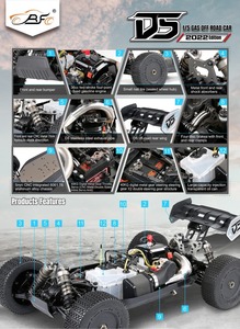 Buggy RC à essence Rovan/Rofun D5 à l'échelle 1/5, 4 roues motrices, RTR, moteur 36cc à 4 boulons, châssis en aluminium 6061 T6, radio FlySky GT3B, véhicule tout-terrain - Product Image 5
